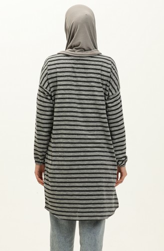 Bat Sleeve Striped Tunic 1652-01 Smoked Black 1652-01