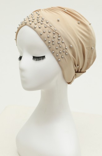 Kreuz Bonnet mit Perlen 0020-13 Beige 0020-13