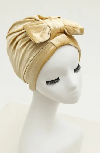 بونية بتصميم من المخمل مزين بفيونكة 0025 -17 لون بيج 0025-17