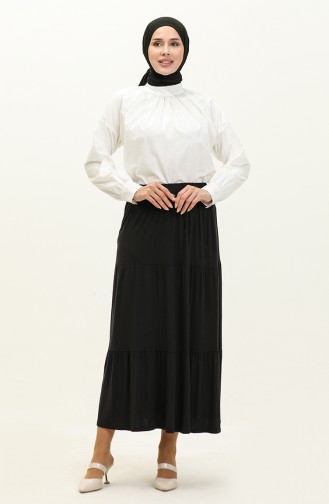 Layered Long Viscose Skirt 8644-01 Black 8644-01