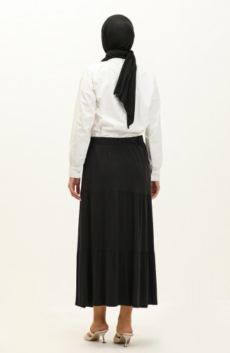 Layered Long Viscose Skirt 8644-01 Black 8644-01