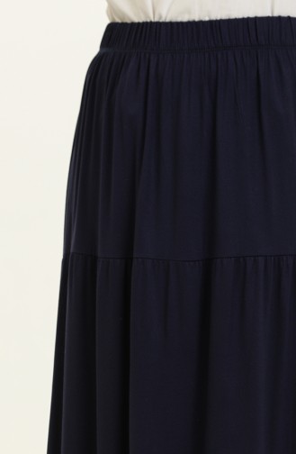 Layered Long Viscose Skirt 8644-02 Navy Blue 8644-02