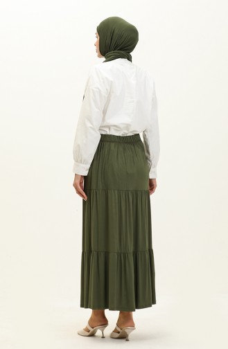 Layered Long Viscose Skirt 8644-03 Khaki 8644-03