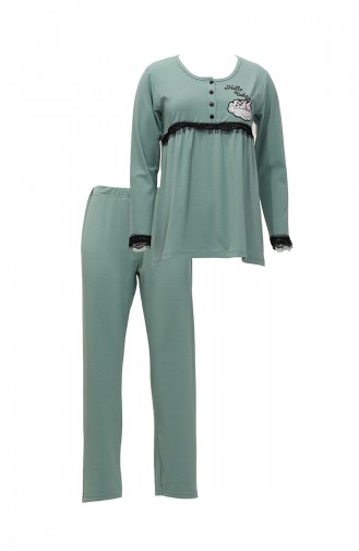 Akbeniz Ensemble Pyjama Post-partum Pour Femme Enceinte 45201 Vert D'eau 3549.Su Yeşili