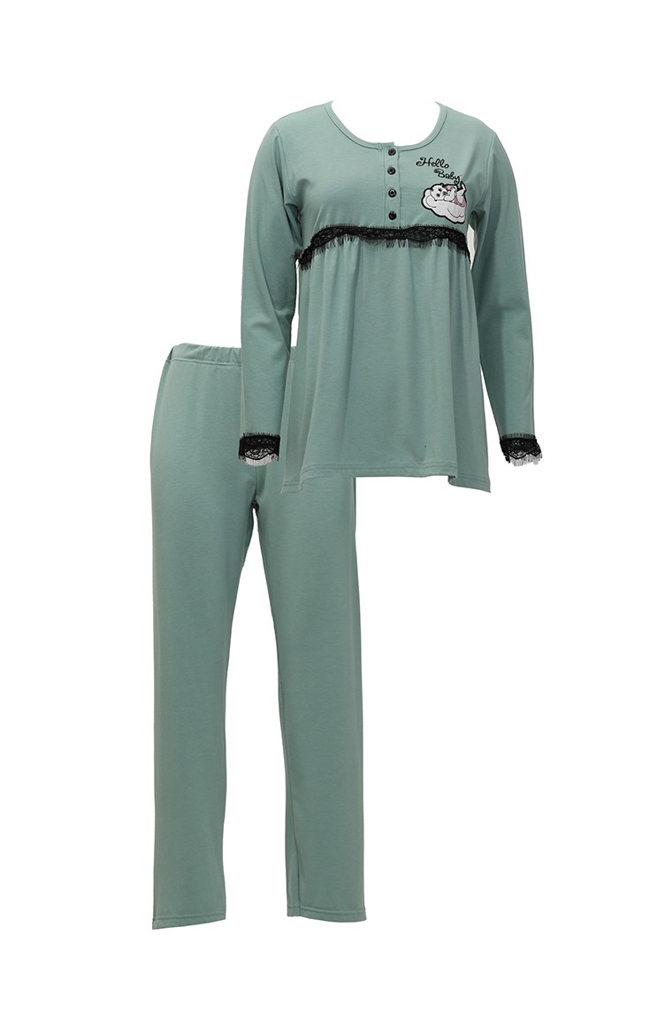 Akbeniz Ensemble Pyjama Post partum Pour Femme Enceinte 45201 Vert D eau 3549.Su Ye ili Sefamerve