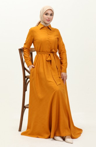 Mustard İslamitische Jurk 238487-02