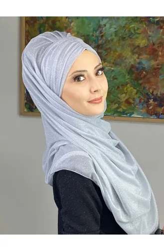 Sultan-Modell Geraffter Schal Aus Silbrigem Chiffon ARA17SAL38-03 Silbergrau 17SAL38-03