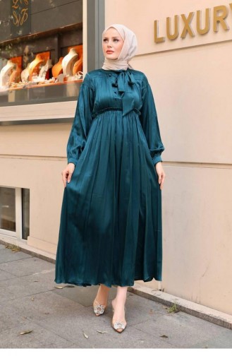 Emerald Green Hijab Evening Dress 14695