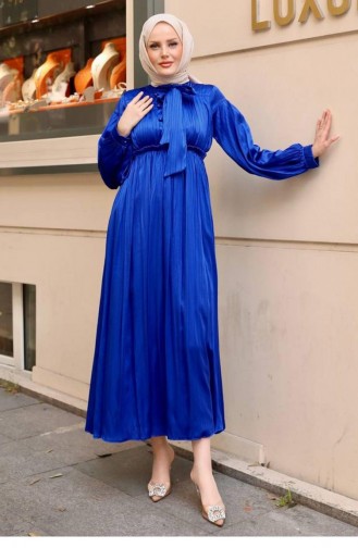 Saks-Blau Hijab-Abendkleider 14697