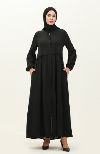 Aerobin Stoff Kordelzug mit Reißverschluss Abaya 2004-01 Schwarz 2004-01