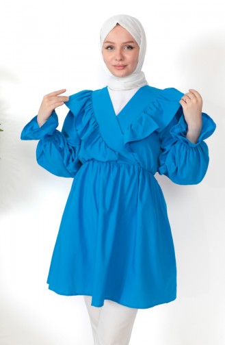 Chemise à Froufrous 0213-05 İndigo 0213-05