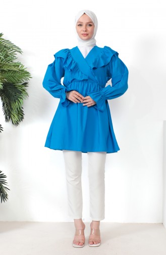Chemise à Froufrous 0213-05 İndigo 0213-05