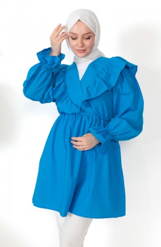 Chemise à Froufrous 0213-05 İndigo 0213-05