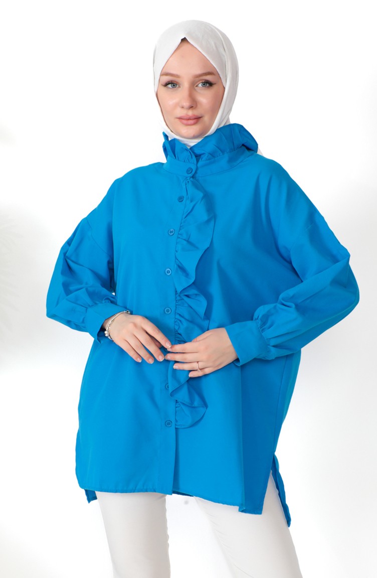 Ruffled Shirt 0217-04 İndigo 0217-04 | Sefamerve