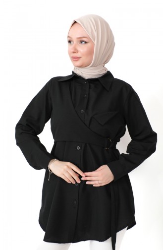 Düğmeli Gömlek 0218-01 Siyah