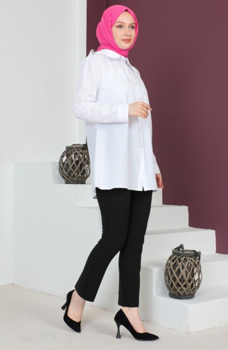 White Overhemdblouse 0222-07