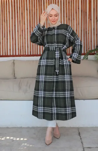 Plaid Wool Coat 23k8768-01 Green 23K8768-01
