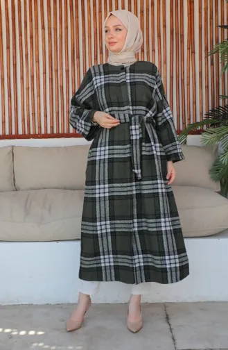 Plaid Wool Coat 23k8768-01 Green 23K8768-01