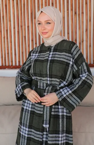 Plaid Wool Coat 23k8768-01 Green 23K8768-01