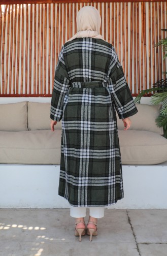 Ekose Desenli Yün Kaban 23K8768-01 Yeşil