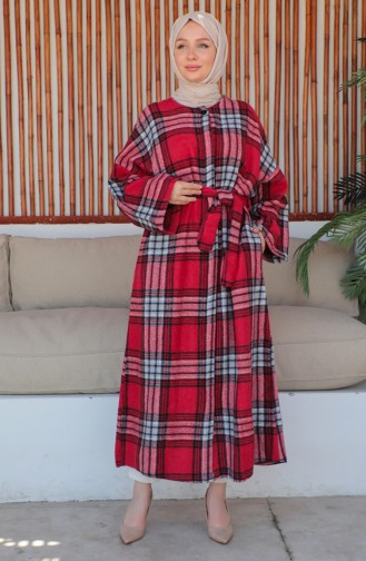 Plaid wool Coat 23K8768-02 Claret Red 23K8768-02