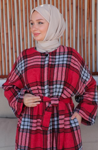 Plaid wool Coat 23K8768-02 Claret Red 23K8768-02