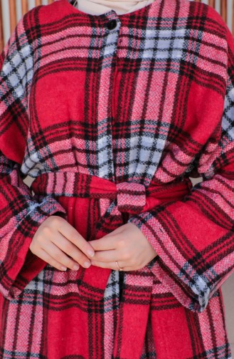 Plaid wool Coat 23K8768-02 Claret Red 23K8768-02