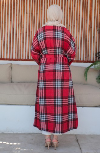 Plaid wool Coat 23K8768-02 Claret Red 23K8768-02