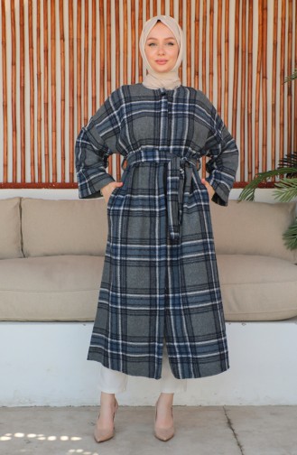 Plaid wool Coat 23K8768-03 Dark Blue 23K8768-03