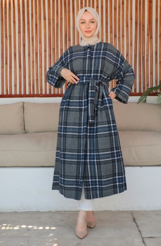 Plaid wool Coat 23K8768-03 Dark Blue 23K8768-03