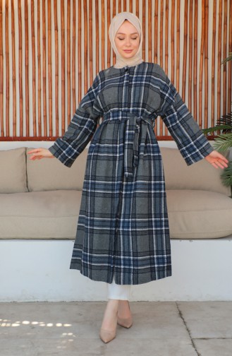 Plaid wool Coat 23K8768-03 Dark Blue 23K8768-03