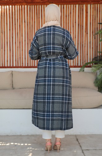 Plaid wool Coat 23K8768-03 Dark Blue 23K8768-03