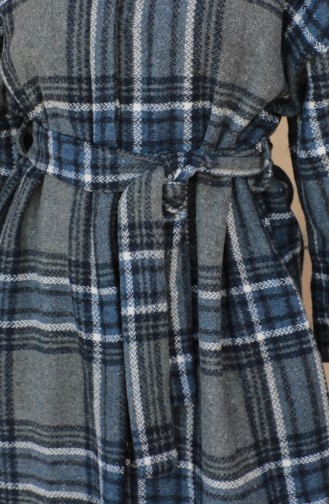 Plaid wool Coat 23K8768-03 Dark Blue 23K8768-03