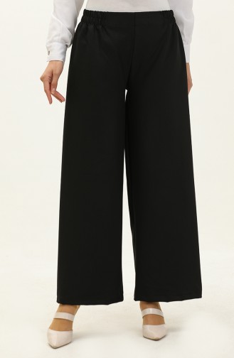 Pantalon Large à Taille Élastique 2951A-06 Noir 2951A-06