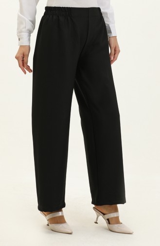 Pantalon Large à Taille Élastique 2951A-06 Noir 2951A-06