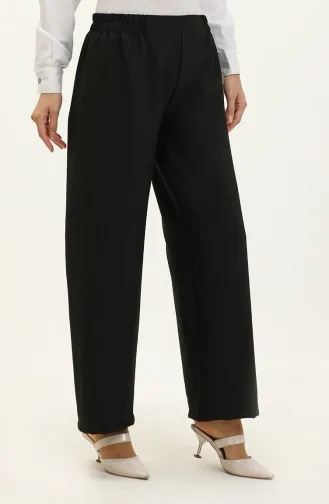 Elastische Hose mit weitem Bein 2951A-06 Schwarz 2951A-06