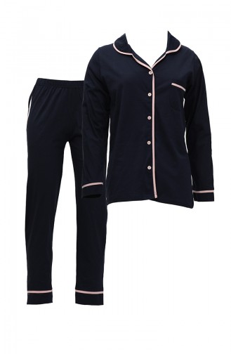 Akbeniz Women`s 100% Cotton Combed Cotton Front Buttoned Long Sleeve Pajama Set 2713 1818