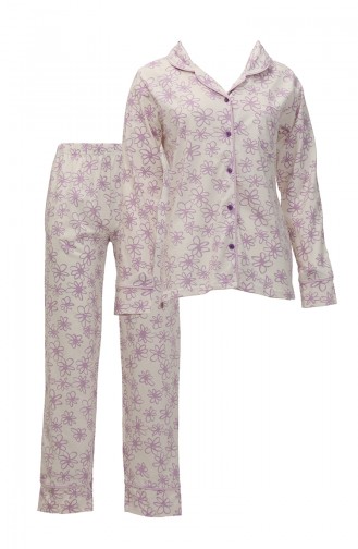 Akbeniz Damen-Pyjama-Set Aus Gekämmter Baumwolle Mit Langen Ärmeln 2776 3488