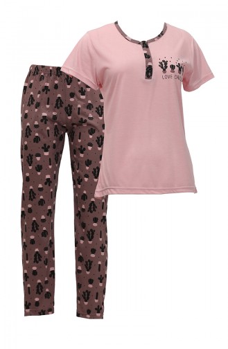 Akbeniz Kurzarm-Pyjama-Set Für Damen 20366 3595