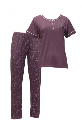 Akbeniz Ensemble Pyjama à Manches Courtes Pour Femme Prune 20388 3598