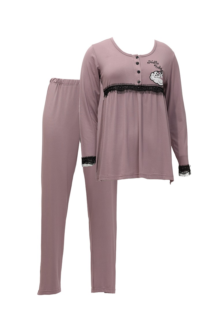 Akbeniz Ensemble Pyjama Femme Enceinte Post-partum Dusty Rose