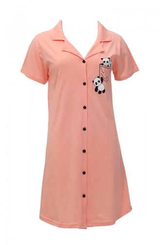 Akbeniz Damen-Nachthemd Aus Gekämmter Baumwolle Mit Knöpfen Vorne In Rosa, Tunika-Nachthemd 1032 Pink 3730.Pembe