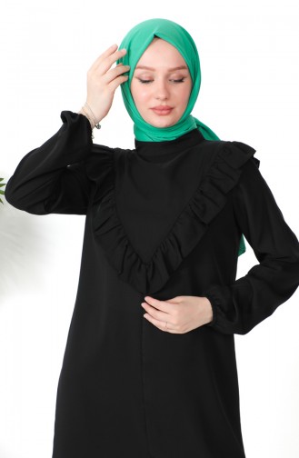 Fırfırlı Tunik Pantolon İkili Takım 0223-03 Siyah