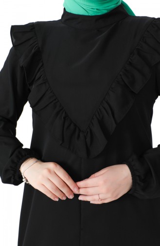 Fırfırlı Tunik Pantolon İkili Takım 0223-03 Siyah