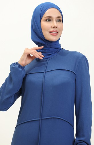 Robe Plissée en Tissu Aerobin 6595-01 İndigo 6595-01