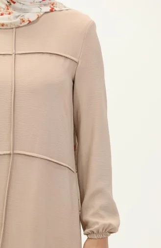 Aerobin Stoff gerafftes Kleid 6595-02 Beige 6595-02