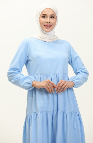 Robe Plissée 1084-02 Bleu Bébé 1084-02