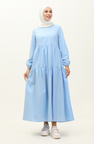 Robe Plissée 1084-02 Bleu Bébé 1084-02