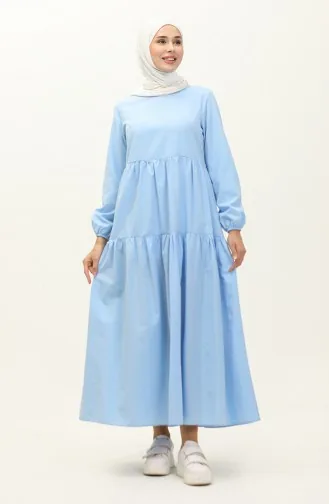 Robe Plissée 1084-02 Bleu Bébé 1084-02