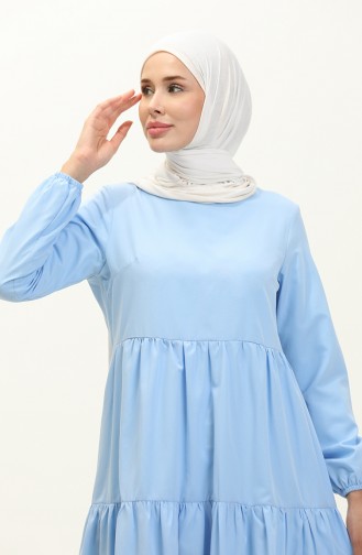 فستان بتصميم مُجتمع 1084-02 لون أزرق فاتح 1084-02